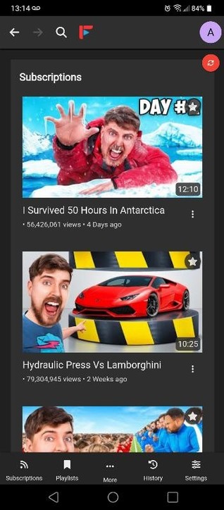 image of freetube app on android